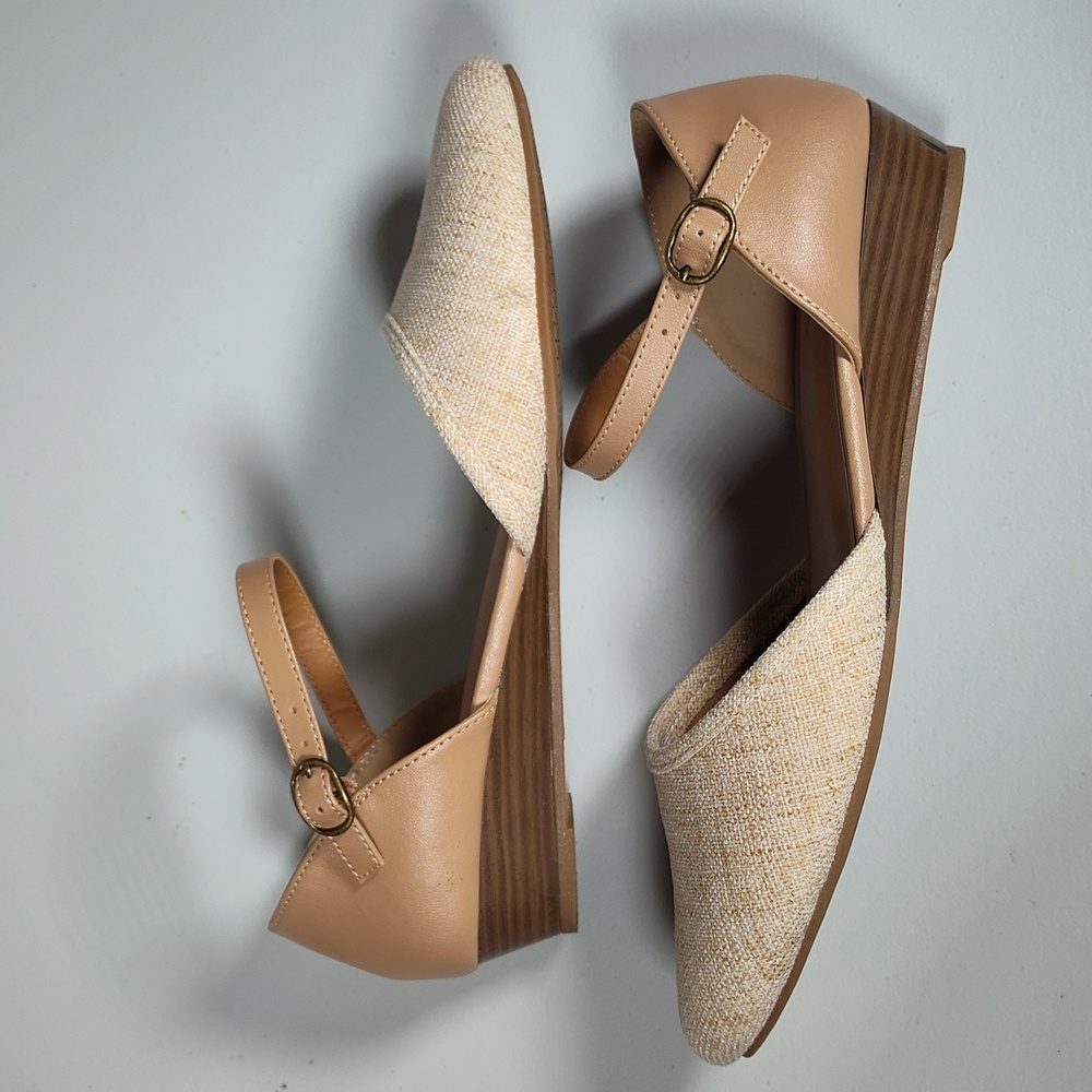 Seychelles d'orsay ankle strap wedge sandals flats 8.5 wide - Picture 7 of 14